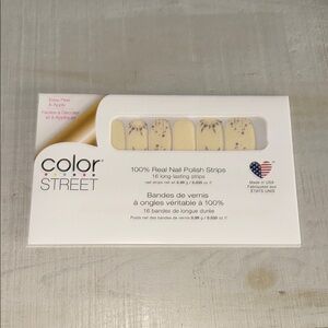 Color Street Nail Strips in Cream with Black Design Into The Cosmos